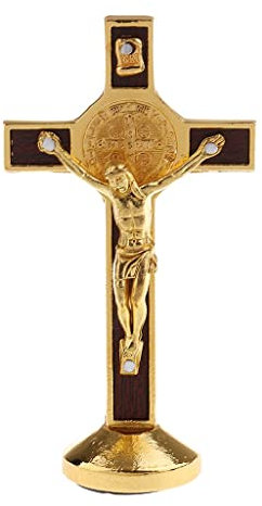 MagiDeal Kruzifix Jesus Christus Kreuz Statue Figur für Auto Zuhause Kapelle Dekoration Gold