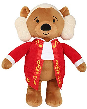 Vosego Wolfgang Amadeus Mozart Baby Musik Teddybär Plüschtier, 40 Min. Klassische Musik für Babys, 38 cm Großes Baby Kuscheltier mit Beruhigender Entspannungsmusik