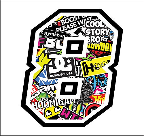 Sticker Number 8 Race 12 cm - Sticker Bomb - Rennen Cross Track Auto Motorrad Aufkleber