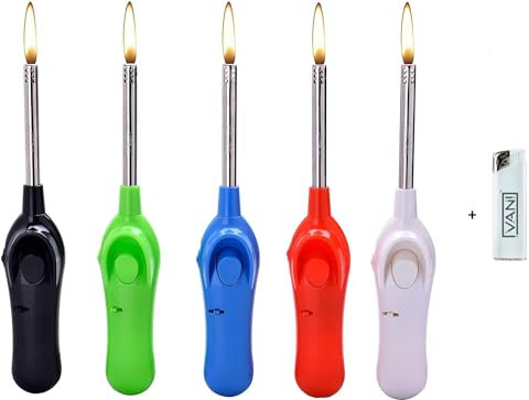 Vani, 4 encendedores de Barra, 24 cm de Largo, Recargables, Incluye 1 mechero