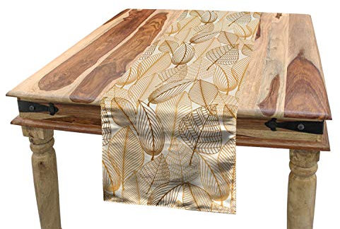 ABAKUHAUS Erdfarben Tischläufer, Herbst-Blatt-Laub, Esszimmer Küche Rechteckiger Dekorativer Tischläufer, 40 x 225 cm, Hellbraun Beige