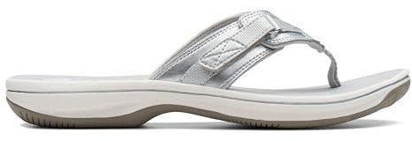Clarks Brinkley Sea Synthetic Sandals In Silver Standard Fit Size 6