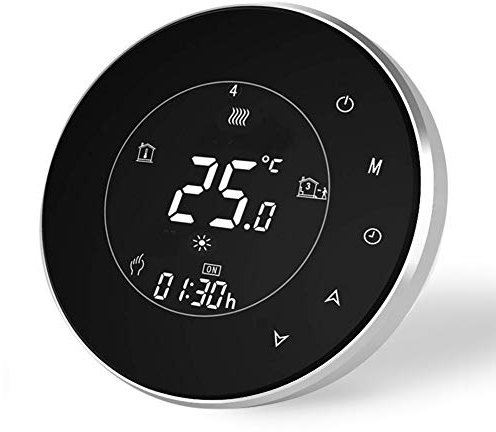 Qiaoxipan Termostato Wifi Inteligente Negro Compatible con Alexa Google Home - Termostato Digital Inalámbrico Calefacción para Caldera de Gas, Controlador de Temperatura Programable 3A, 220V