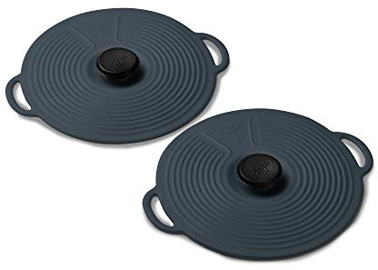 Zeal Silicone Keep Fresh Storage Airtight Seal Lids, Reusable Eco-Friendly Classic Design Set of 2 (10cm) -Dark Grey, L250T