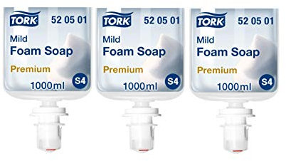 Tork 520501 milde Schaumseife Premium für Tork S4 Seifenspendersysteme/Weiße, sanfte Handseife für weiche und hygienisch gepflegte Hände / 1 x 1000ml (3000 ml)