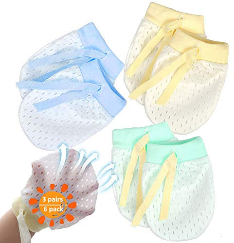 NOCHME Fäustlinge Baby Neugeboren Junge Mädchen 0-3-6-12 Monate 3 Paare Elastizität Einstellbare Sommer Netze Baby Anti Kratz Handschuhe, Baby Anti Kratzhandschuhe Kleinkind Schutz Fäustlinge