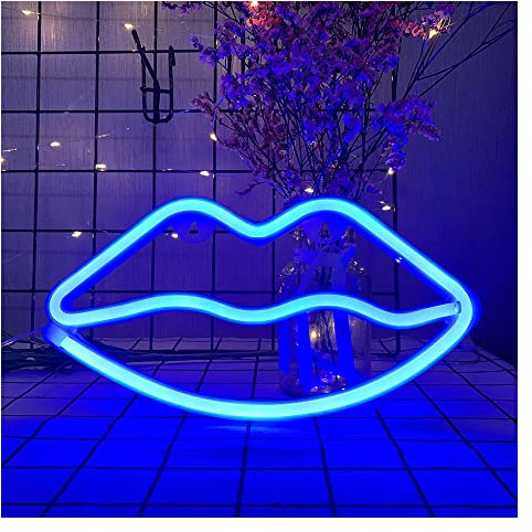 ENUOLI LED Neon Light Sign for Walls - Battery/USB Operated Blue Wall Art Decorative Light for Bedroom and Party