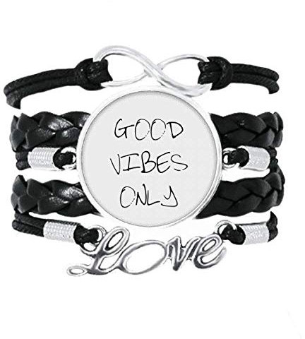 DIYthinker Good Vibes Only Zitat Art Deco Geschenk Fashion Armband Love Accessory Twisted Leder Strickseil Geschenk