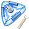 vhbw Brosse de Piscine pour Pompe, Skimmer - aspirateur avec Un raccord de 32/38mm, Triangulaire, Blanc/Bleu (Transparent)
