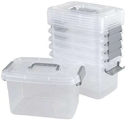 Joyeen Clear Storage Boxes, Small Plastic Storage Boxes with Lids, Set of 6