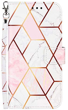 Samsung Galaxy S21 Case Marble, S21 Samsung Phone Case, Shockproof Leather Flip Folio Book Wallet Cases with Card Holder Stand Silicone Bumper Protector Cover for Samsung Galaxy S21, Rose Gold