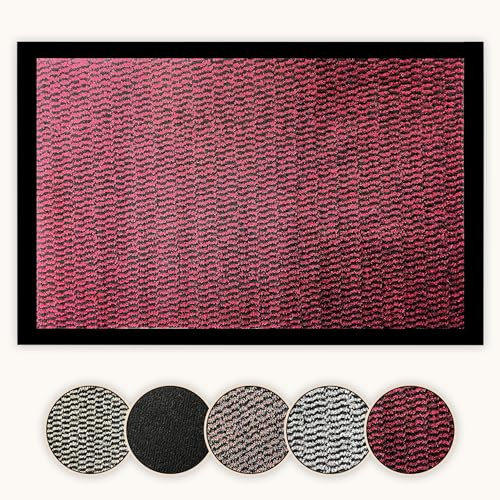 Bear & Panda - Dirt Trapper Door Mat - Indoor/Outdoor non-slip Washable Barrier Door Mat, Heavy Duty Entrance Rug Shoes Scraper, Super Absorbent Front Doormat Carpet (Red, 40 x 60 cm)