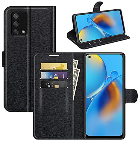 betterfon Handyhülle Kompatibel mit Oppo A74 4G | Premium Qualität TPU Klapphülle für A74 4G mit Kartenfächern | Magnetverschluss Handyhülle | Schwarz