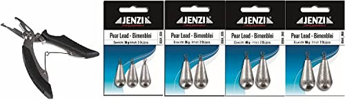 .Jenzi Set Birnenblei Sortiment 9 Stück (30-50 Gramm) mit Wirbel/Öse .+ gratis Angelschere