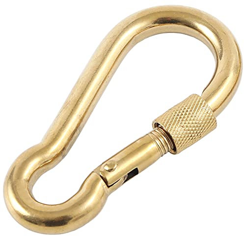 PROND Locking Carabiners, Heavy Duty Carabiner, 316 Stainless Steel Screw Lock Carabiner Hooks (Gold - 1PCS)