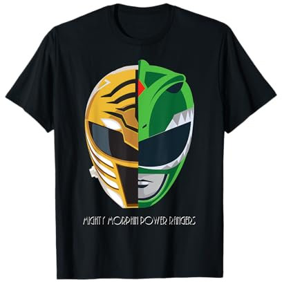 Power Rangers Blanc Vert Ranger Face Off T-Shirt