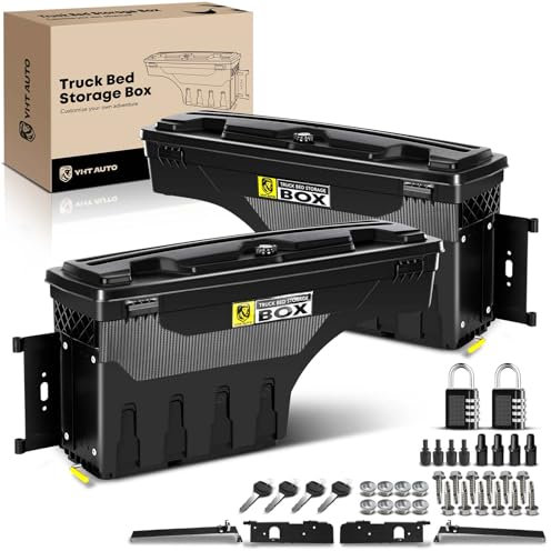 YHTAUTO Set of 2 Truck Bed Storage Tool Box Lockable Case Replacement for Dodge Ram 94-02 Ford F-Series 80-96 Chevy GMC C/K Pickup 88-98