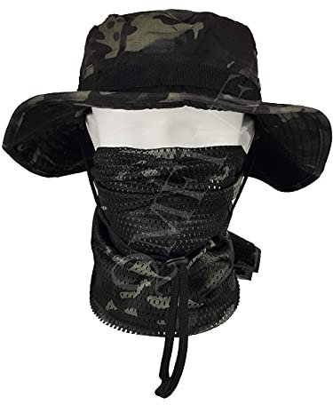 QMFIVE Taktische Boonie Hut Schal Unisex Camouflage Abgerundete Hut Fischer für Tactical Airsoft Paintball Aufstieg Camping (A-BC, 1)