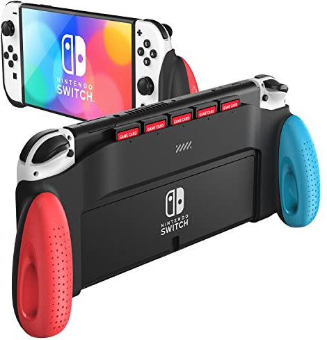 JUSPRO Grip-Schutzhülle Kompatibel mit Nintendo-Switch-OLED-Modell, Einzigartiges Schalter-Zubehör, Bequemer und Ergonomischer Griff mit 5 Spielplätzen