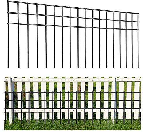 81,3 x 25,4 cm Absperrzaun, kein Graben, 20 Stück, schwarzer Graben Schutzzaun mit 3,8 cm Spitzenabstand, Hunde/Kaninchen/Erdtierzaun, verzinkter Garten-Metallzaun