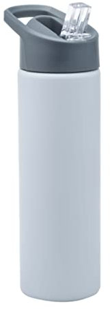 Smash Stainless Steel Drink Bottle with Sipper Lid with Straw, Grey, 750ml