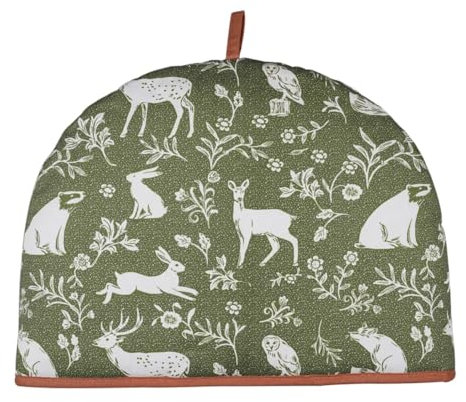 Ulster Weavers - Sage Green Woodland Animals Tea Cosy (35 x 35cm) - 100% Cotton - Teapot Warmer with Rabbit & Deer - Woodland Tea Cozy - Woodland Gifts - Kitchen Accessories - Forest Tea Cosy in Green