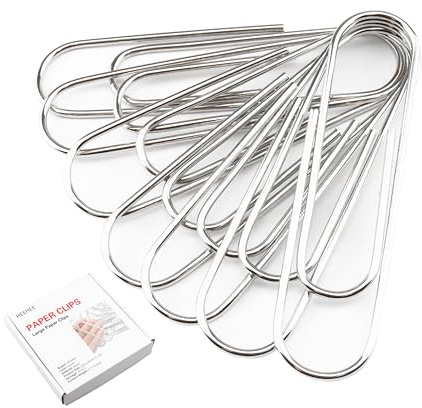 HEEHEE 35 PCS 4 Inch Silver Large Paper Clips - Rust Resistant and Bend Proof, Smooth Finish, Large Jumbo Paperclips for Office School, Documents, Card