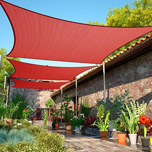 ShadeMart Sonnensegel, quadratisch, Stoff, SMSL, Wasser- und luftdurchlässig und UV-beständig, strapazierfähig, für Carport, Terrasse, Outdoor, 3 x 3 m, Rot