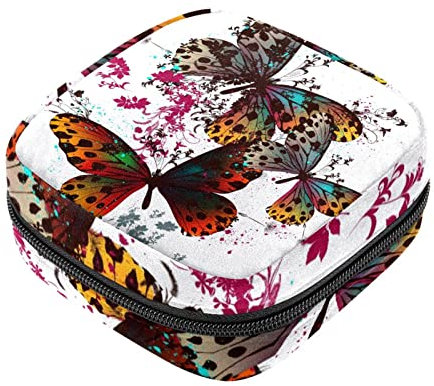 Borsa per assorbenti igienici, bella farfalla colorata ali fiori mestruali sacchetto mestruale, borsa portatile per assorbenti igienici, borse per le mestruazioni femminili borsa per il primo periodo
