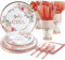 HappyThousands Girl Baby Shower Decorations, Floral Pink & Rose Gold Princess Party Supplies, 24 Guest Set with Plates, Cups, Napkins & Cutlery
