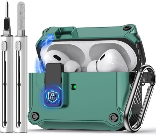 Pohgelan Compatibile con AirPods Pro di 2a/1a generazione, con kit di pulizia, interruttore automatico a scatto sicuro per custodia di ricarica per iPod Pro (cavo USB-C/Lightning) (2023/2022/2019)