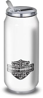 Trinkflasche aus Aluminium – Edelstahl (Thermoskanne 24 Stunden), wiederverwendbar, 330 ml bis 750 ml, Hommage moto, kompatibel mit moto Harley Davidson (Edelstahl, Dose M 500 ml)