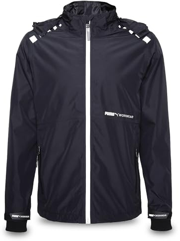 PUMA Workwear - Regenjacke Herren - Wasserdicht - Leichter Windbreaker Fahrradjacke mit Kapuze - Robuste und Atmungsaktive Arbeitsjacke für Handwerk, Bauarbeit und Landwirtschaft