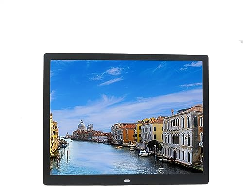 Digitaler Fotorahmen, 15 Zoll, 4:3-Display, ultradünne elektronische Fotoalbum-Musikfilm-Werbemaschine, einfach zu bedienen (Color : Black)