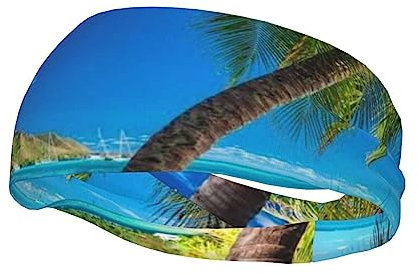 Ocean Tropical Island Sport-Stirnbänder für Männer und Frauen, Workout-Stirnbänder, feuchtigkeitsableitendes Lauf-Stirnband, elastisches Schweiß-Stirnband für Radfahren, Fußball, Basketball, Yoga,