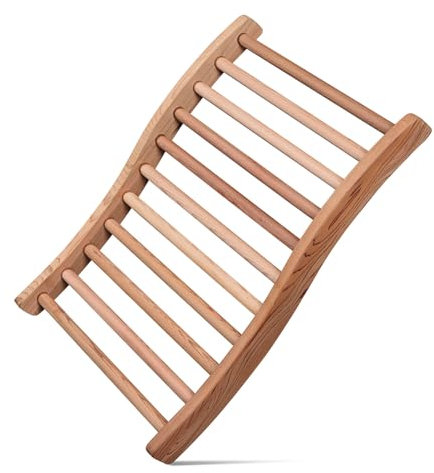 Foxyoo Canadian Red Cedar Sauna Rückenlehne, Ergonomische S-förmige Rückenlehne, Sauna-Zubehör für jede Fass- oder Infrarotsauna (1er-Pack)