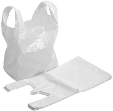 AMD Nexus White Medium Carrier Bags 10 X 15 X 18 - Plastic Carrier Bags Heavy Duty Vest Carrier Bags - Pack of 100