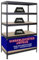 PROREGAL Schwerlastregal Rivet HxBxT 180x120x60cm Fachlast 250kg, Innovatives Stecksystem, Schwarz, Garagenregal, Lagerregal, Steckregal, Stahl, Kellerregal