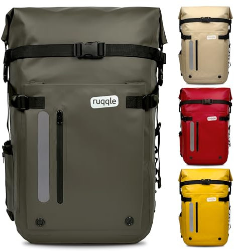 Ruqqle Wasserdichter Rucksack, vielseitig, wasserdicht Tasche, Dry Bag 20/30/45 l, mit 3 Außentaschen, komfortabel, RollTop, Strand, Boot, Kanu, Paddel, Kajak, Wandern, Camping, Angeln, Motorrad