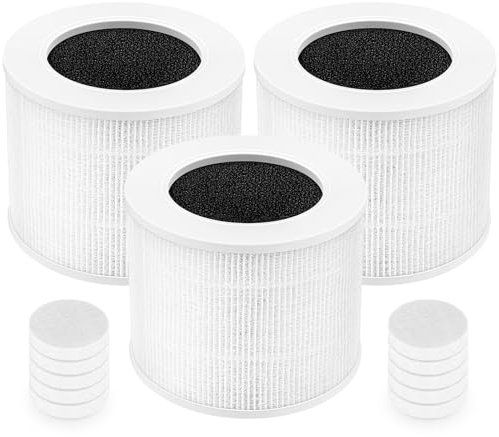 Core Mini Replacement Filter Compatible with Levoit Core Mini Air Purifier, 3-in-1 H13 True Hepa Air Filter, Core Mini-RF Filter with Activated Carbon, White, Pack of 3