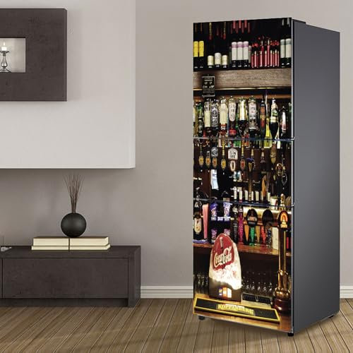 Targawerelax Fridge wraps kitchen fridge stickers cover full doors, fridge sticker full covering door fridge covers skins wall stickers for kitchen decal, Bar beer bar counter wine