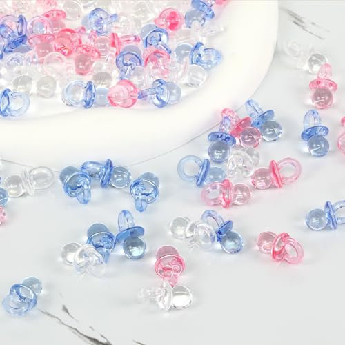 Mezrkuwr 90 Stück Mini Deko Schnuller Konfetti 90er Deko Streudeko Taufe, Tischdeko Babyparty Deko Mädchen Junge, Deko Babyparty Mädchen, Babyshowerparty Deko