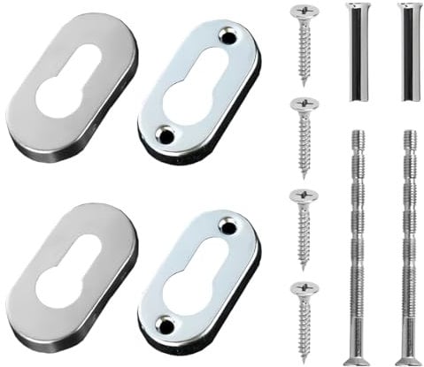 LYQNIHOB 4er Set Matte Edelstahl Türrosetten für Profilzylinder-Ovale - Elegant gestaltetes Innen- und Außentür Rosetten-Set inklusive Schlüsselloch-Abdeckungen in Silberfarbe