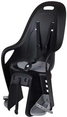POLISPORT 8408200002 - Siège arrière KOARI pour vélo avec roues de 26'' à 29'' adapté aux enfants d'un poids maximum de 22kg avec ancrage sur le porte-bagages en Noir/Gris