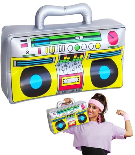 Radio Inflable,Accesorios Años 80 Años 90,Decoración de Fiesta Retro,para Fiestas de Rock Carnavales de Música, Accesorios de Fiesta (Radio Inflable)