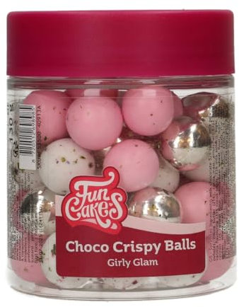 FunCakes Choco Crispy Balls Girly Glam - Perles di Cioccolato, Ottime per decorare torte, cupcake, biscotti, crostate e molto altro - Decorazione per torte - 60g