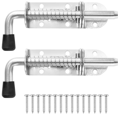 BANCHELLE Spring Loaded Latch Pin Stainless Steel with Pin Receiver and Screws, 5 Inches Door Latch for Trailer Shed Gate Van Container 4 PCS