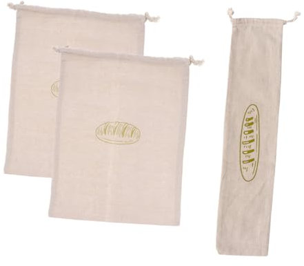 Amosfun 3pcs Bread Bag Bakery Food Linen Bag Japanese Bread Drawstring Pouches Reusable Linen Bags French Bread Loaf Sourdough Loaf Storage Bags Bread Storage Pouches Bag for Flax