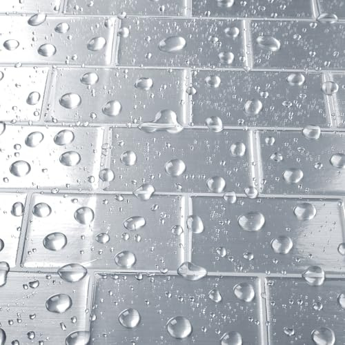 Livelynine Klebefliesen Küche 3D Edelstahl Gebürstet 30x30 Fliesenaufkleber Küche Silber Metallic 16 Stück Wasserdicht Wandfliesen Selbstklebend Badezimmer Kamin Fliesen zum Kleben Wand Metro Fliesen