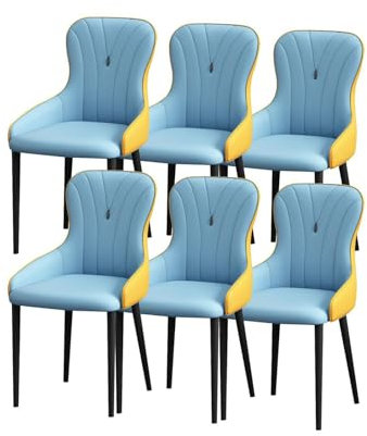 Ergonomische Essgruppe aus Leder mit hoher Rückenlehne und weich gepolsterten Sitzen für Küche und Wohnzimmer Komfort (6er Set)